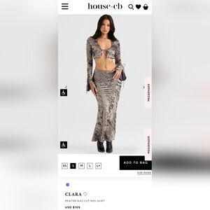 House of CB Clara Pewter Maxi Skirt Size Small NWOT